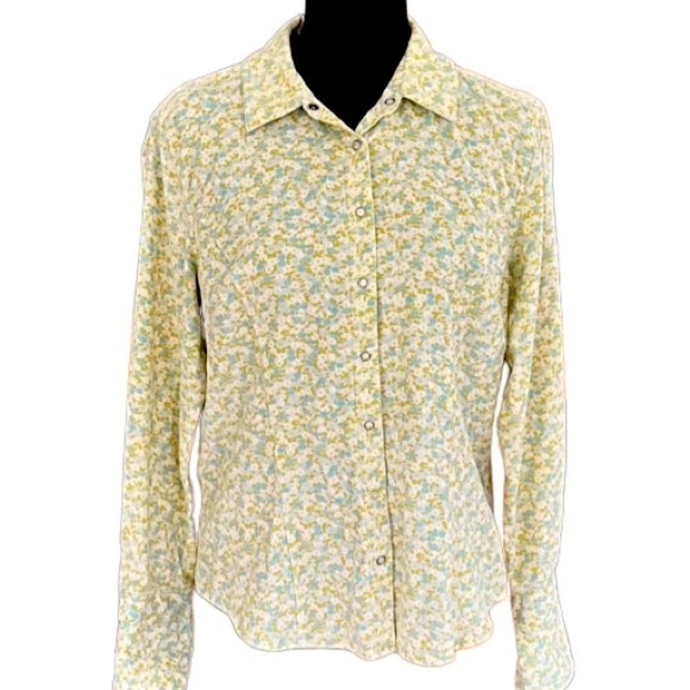 J Jill fine wale corduroy snap front long sleeved blouse size S